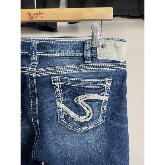 Y2K Silver Jeans Company Baby Boot Too Embroidered Skater Grunge Jeans 35x33 - Picture 1 of 9